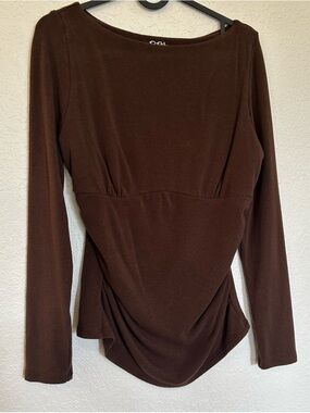 OGL Long-Sleeve Draped Brown Women's Top
